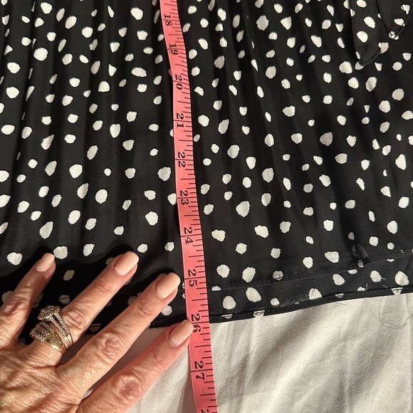 Max Studio Black & White Pleated Polka Dot Top. Size Large Romantic CoquetteGirl - Picture 8 of 9